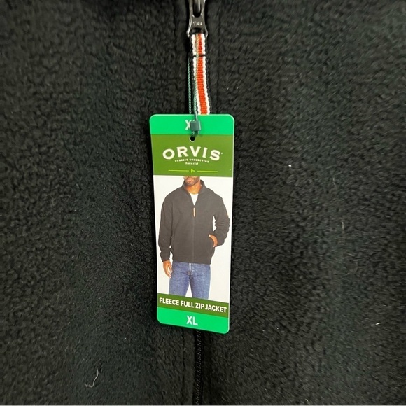 Orvis mens XL fleece full zip up jacket navy nwt pockets - Picture 4 of 8